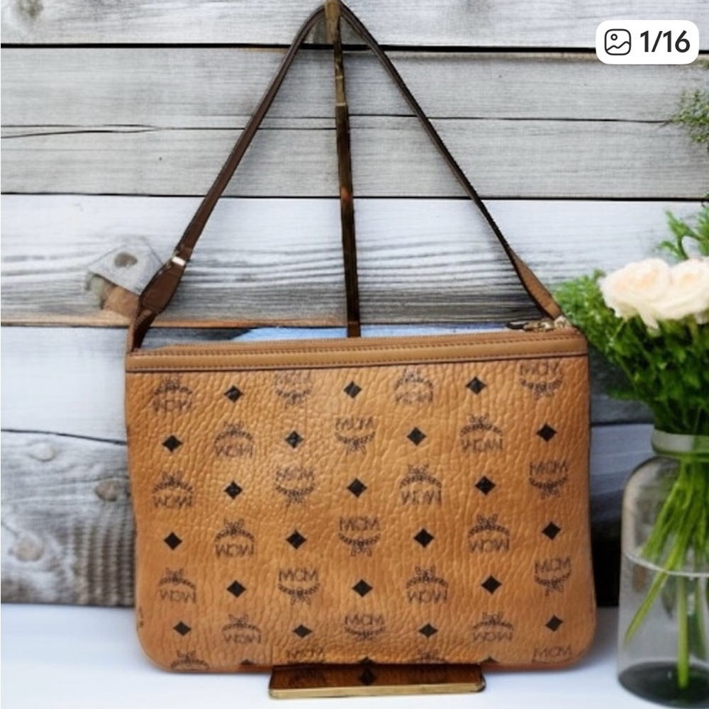 Reserved MCM Tan and Black Monogram Bag